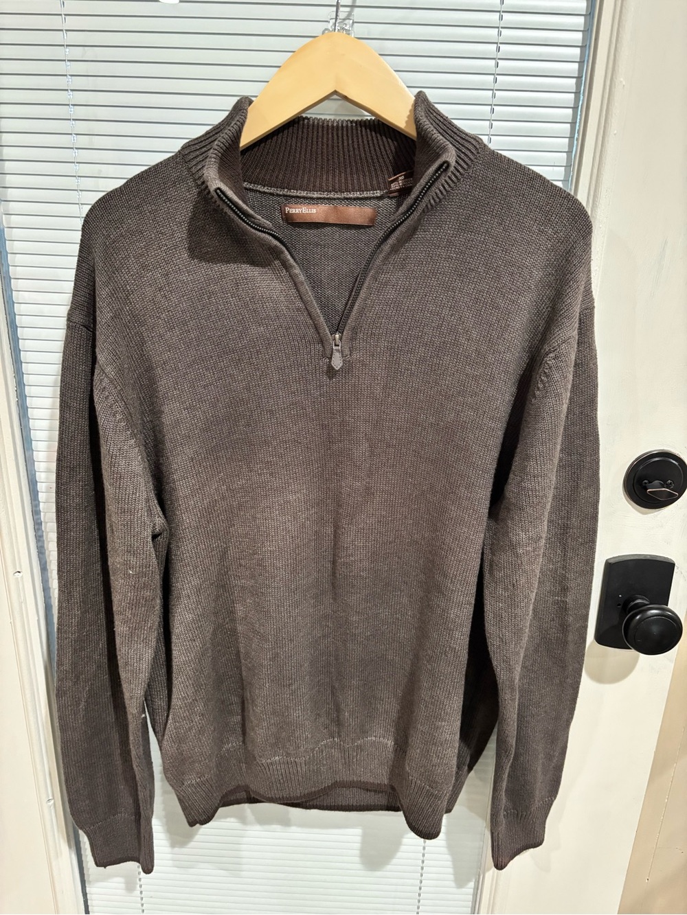 Perry Ellis Men's Brown Half-Zip Knit Sweater